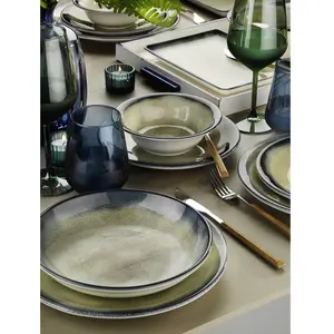Merkloos / Sans marque Service de table 26 pièces Waca 100% Porcelaine Marron et Bleu foncé TUVendu parkaufland