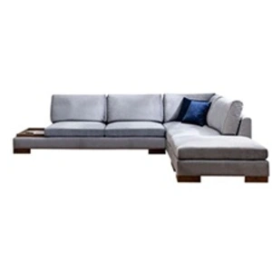 Comparateur de prix : Hanah Home Menzzo Canapé d'angle à Droite avec Pouf Perissa Velours Gris foncé