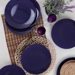 Mioli - 6 Assiettes plates en Céramique violettes - D.25 cm T.U