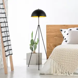 Opviq Lampadaire Can-NT-113-1, noir métal trépied, hauteur 170 cm pas cher
