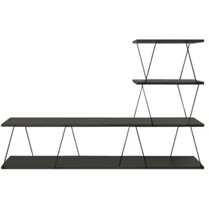 MENZZO Meuble TV en L montants ultra fins Filumis 150cm Métal Noir et Bois Anthracite pas cher