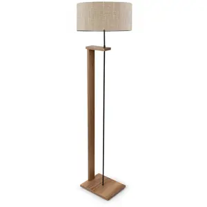 MENZZO Lampadaire Soleta H150cm Bois Naturel et Tissu Beige clairVendu parbazarchic
