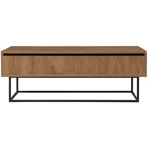 HANNAH HOME Table basse ouvrable style industriel Stela Métal Noir et Bois Naturel pas cher