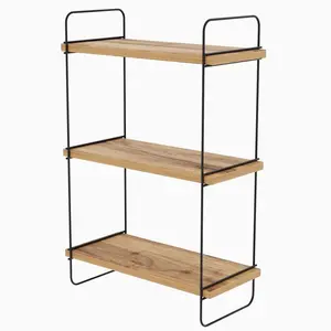 Comparateur de prix : EMOB Étagère murale 3 plateaux l20xh66cm bois clair et métal noir