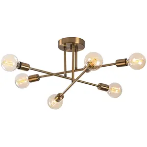 EMOB Plafonnier en métal - 3 bras - L. 64 cm x H. 30 cm - Doré - FLOWERA pas cher