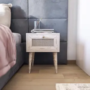 MENZZO Table de chevet scandinave 1 tiroir Haldis H50cm Bois Chêne pas cher