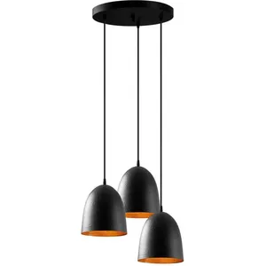 Opviq Suspension Tattoo 6168, noir, métal, à 3 lampes rond pas cher