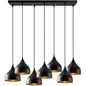 Opviq Suspension 7 ampoules échelle gakula métal martelé noir GakulaVendu parluminaire