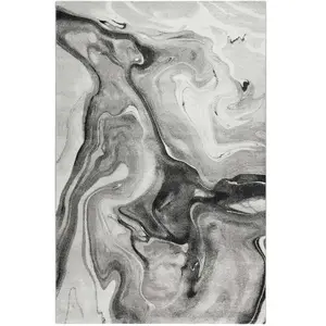 Wecon Home Tapis motif marbre nuances de gris pour salon, chambre 170x120 pas cher
