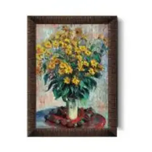 Coffret : Cadre, Colle et Puzzle 1000 pièces : Fleurs de topinambour de Claude Monet pas cher