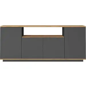 VENTE-UNIQUE Buffet avec 4 portes et 1 étagère - Anthracite et naturel - LOTULA