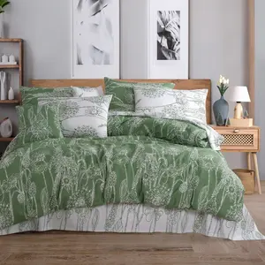 Elizabed - Parure housse de couette Lara verte 140x200 cm pas cher