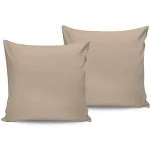 SWEET HOME En Vogue - 2 Taies d'oreiller en satin de coton beiges 60x60 cm pas cher