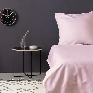 En Vogue - Parure housse de couette en satin de coton rose clair 140x2... pas cher