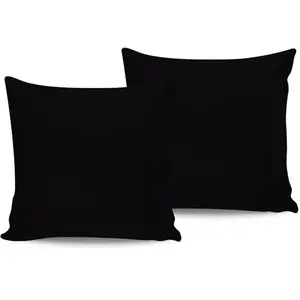 En Vogue - 2 Taies d'oreiller en satin de coton noires 60x60 cm pas cher