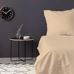 En Vogue - Parure housse de couette en satin de coton beige 140x200 cm pas cher