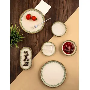 Mioli - Service petit déjeuner en porcelaine- 26 pièces vert/marron/bl... pas cher