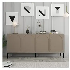 MENZZO Buffet style minimaliste 4 portes Lyana L180cm Taupe foncé et Noir pas cher