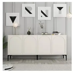 MENZZO Buffet style minimaliste 4 portes Lyana L180cm Crème et Noir pas cher