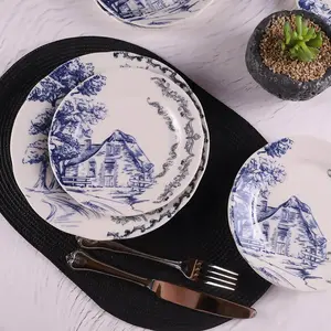Mioli - 7 Assiettes plates en Porcelaine multicolores OS pas cher