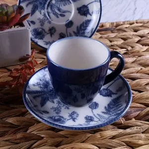 Mioli - 2 Tasses à café avec soucoupes en Porcelaine multicolores - 80 ml T.U pas cher