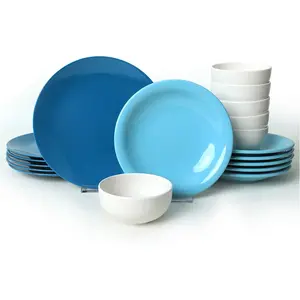 Mioli - Service de table en céramique bleu/blanc - 18 pièces OS pas cher