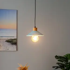 Opviq Suspension GMN-00005 à 1 lampe détail bois bleu pas cher