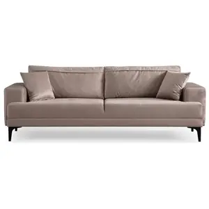 MENZZO Canapé 3 places convertible Lamine Velours Beige pas cher