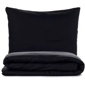 En Vogue - Parure housse de couette Plaid noire 140x200 cm pas cher