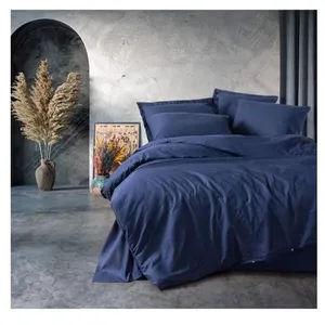 En Vogue - Parure housse de couette Plain bleu foncé 240x220 cm pas cher