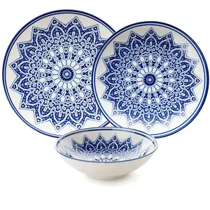Mioli - Service de table en Porcelaine bleu - 24 pièces T.U