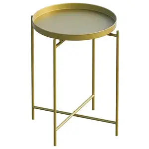 MENZZO Table basse ronde style industriel Amula D46cm Métal Or