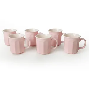 Mioli - 6 Tasses en Céramique rose/crème - D.10 cm T.U