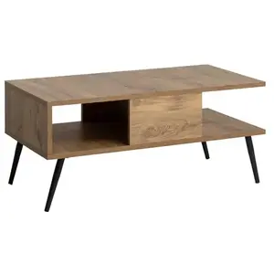 Calicosy Table basse décor bois pin et noir L90 cm - BUKLE