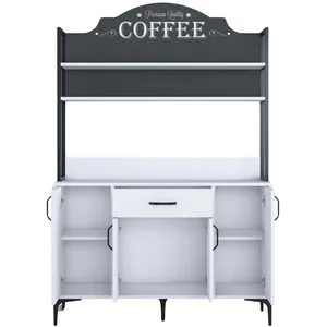 MENZZO Buffet de cuisine 4 portes et 1 tiroir Ariane L120cm Blanc pas cher