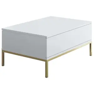 Hanah Home Table basse en agglomeré et métal Lord blanc et doré