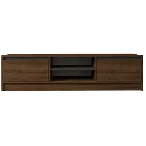 MENZZO Meuble Tv 2 portes basculantes Kouna L180cm Bois foncé et Anthracite pas cher