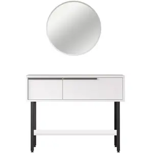 MENZZO Console style industriel avec miroir Evelis Blanc pas cher