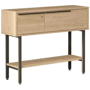 MENZZO Console style industriel avec miroir Evelis Bois clair et Anthracite pas cher