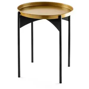 MENZZO Table basse style minimaliste Orvina D44cm Métal Noir et Or pas cher