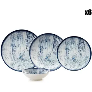 Hermia Concept - Service de table en Porcelaine bleu - 24 pièces T.U pas cher