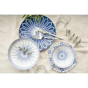 Hermia Concept - Service de table en Porcelaine bleu - 24 pièces T.U