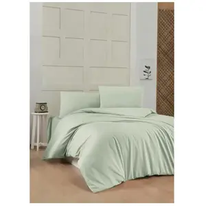 Comparateur de prix : En Vogue - Parure housse de couette unie vert clair 240x220 cm