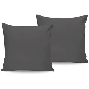 Elizabed - 2 Taies d'oreiller unies en coton anthracite - 60x60 cm 60x... pas cher