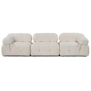 NAIDA Canapé modulable Tendance 3 places Nourhane Tissu bouclette Crème TU pas cher