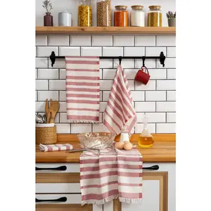 Ensemble De Torchons De Cuisine Set Tile Rouge pas cher