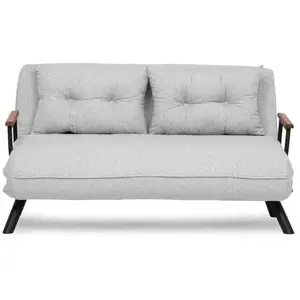 Comparateur de prix : MENZZO Canapé 2 places convertible Yolanda Métal Noir et Tissu bouclette Gris