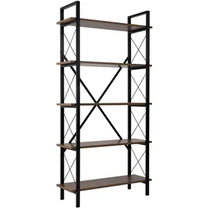 Hanah Home Etagère en aggloméré et métal elysian noyer, noir pas cher