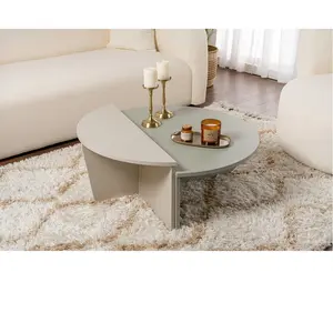 CALICOSY Lot de 2 tables basse L90 cm - 90 cm X 90 cm X 35 cm - ORION - Vert céladon et greige pas cher