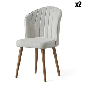 Hanah Home - 2 Chaises Rubi crème/noyer - 95x111x36 cm OS pas cher